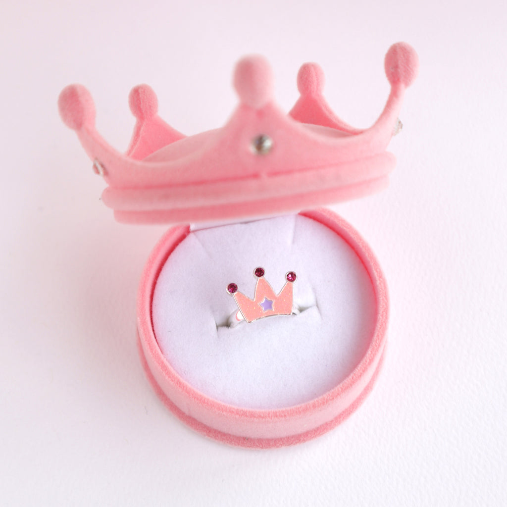 Princess Tiara Ring & Velvet Crown Box