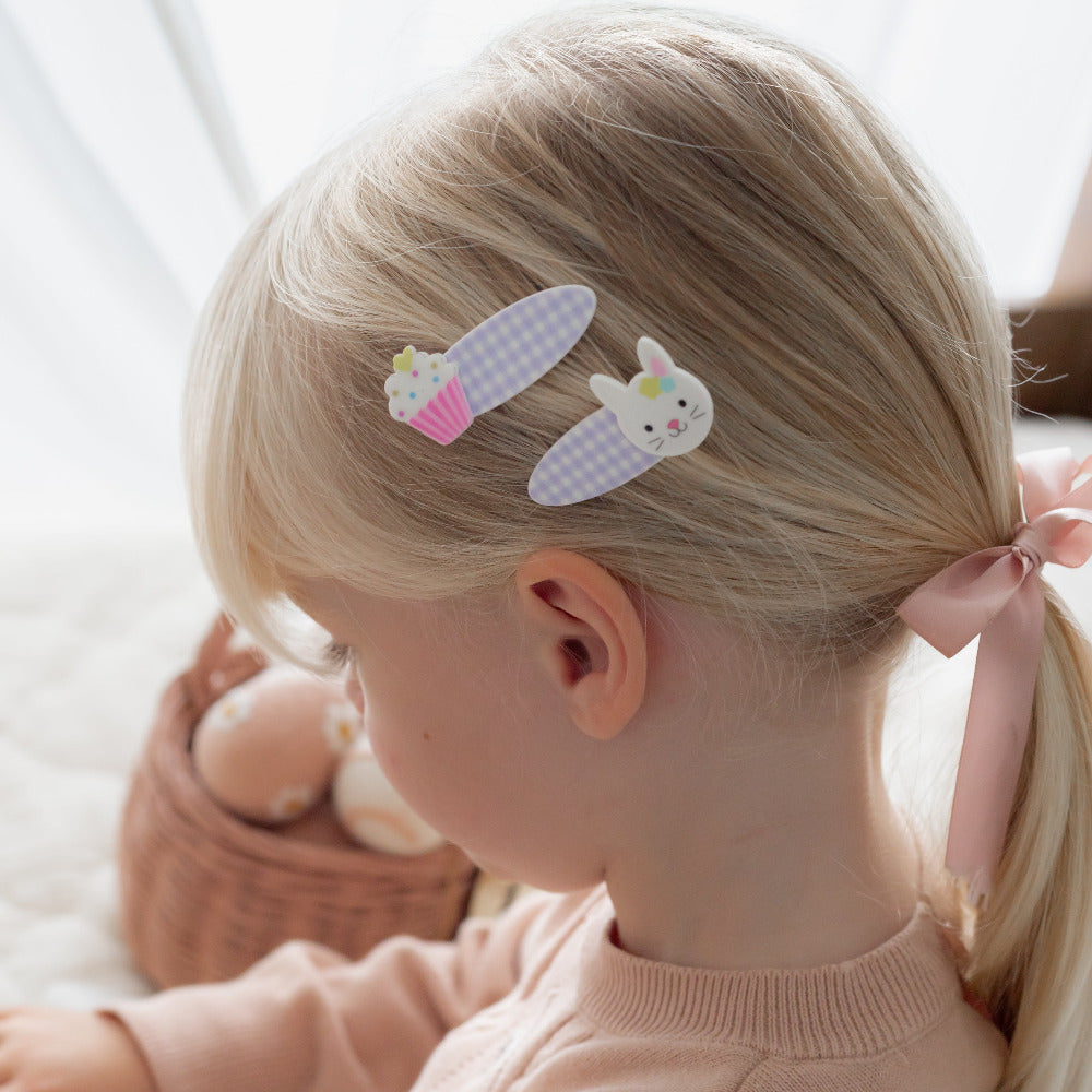 Tea Party Bunny Cupcake Hair Clips