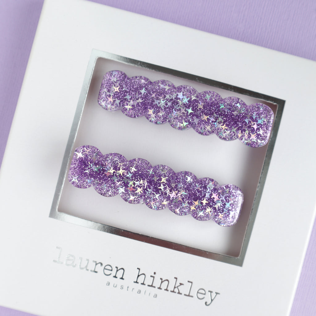 Purple Sparkle Glitter Clips